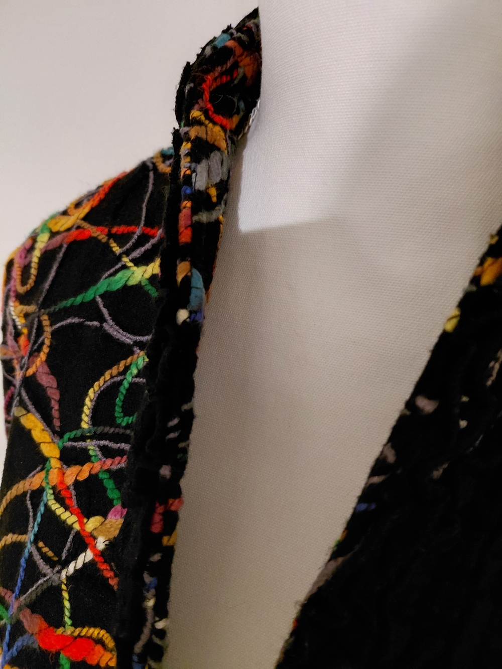 Ethyl Multicolor Embroidered Blazer Jacket Size M Statement Coat Artsy Chic - Picture 4 of 9